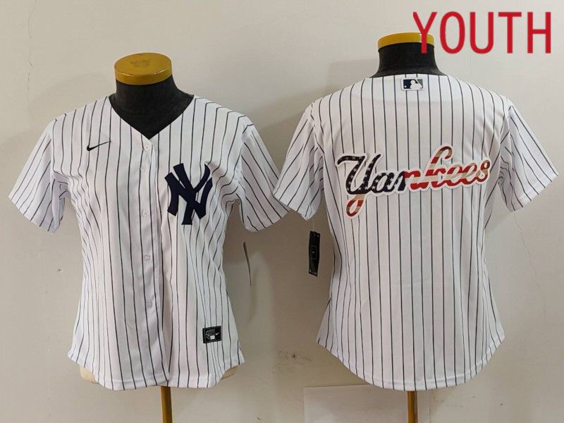 Youth New York Yankees Blank White stripe Game 2024 Nike MLB Jersey style 4->youth mlb jersey->Youth Jersey